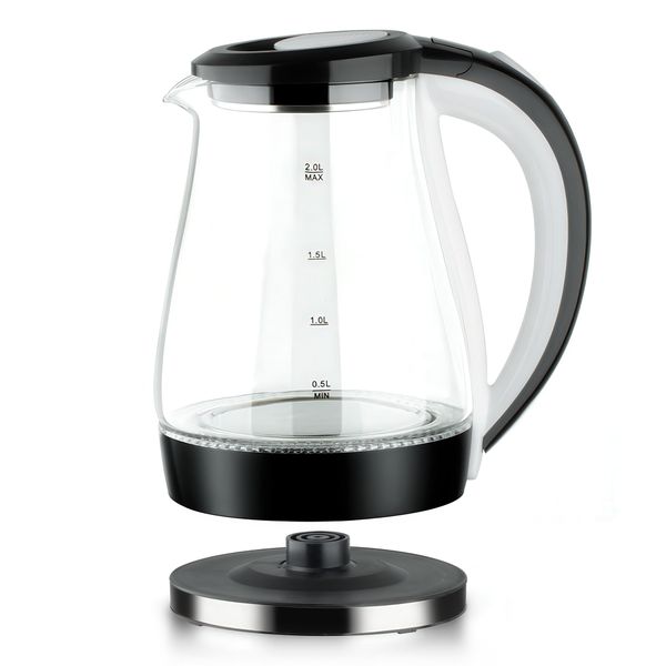 2L Electric Kettle with Glass Body, 2000W Power and Safety Shut-Off