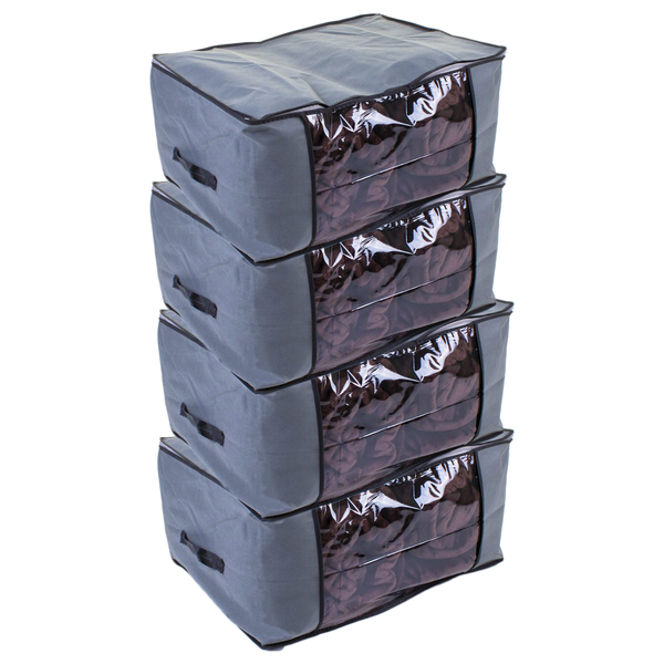 Storage Bag Large Durable Grey 4 Pack