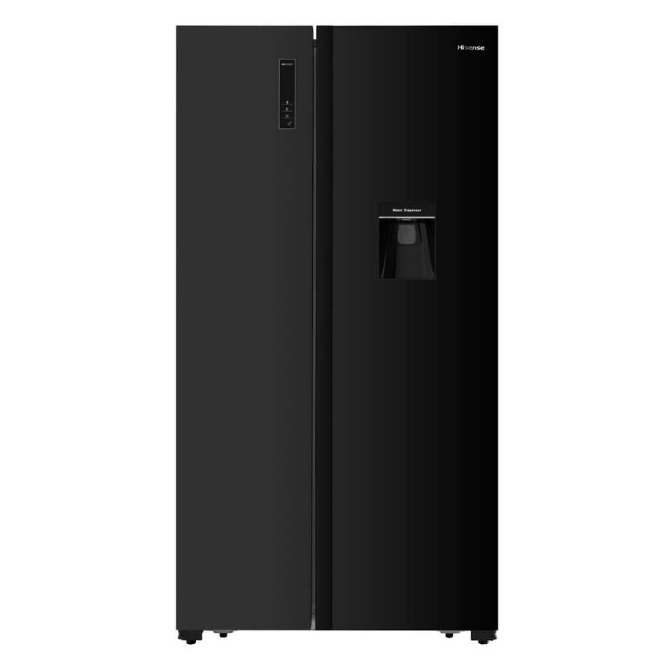 Hisense 508L Side by Side Fridge with Water Dispenser - Black Glass