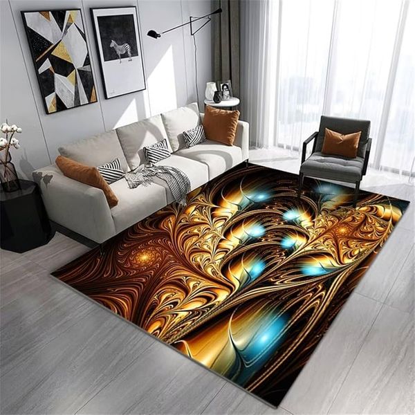 Modern Rubber Design Area Carpet 160Lx230W- Colourful Brown