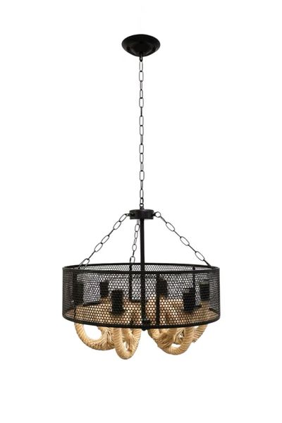Hello Today Industrial Rope &amp; Metal Mesh Chandelier
