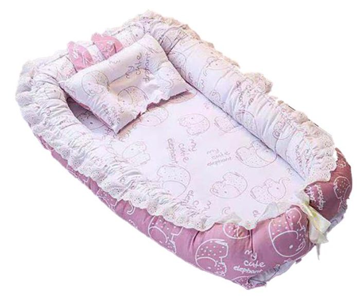 Portable Baby Bassinet - Pink Elephants