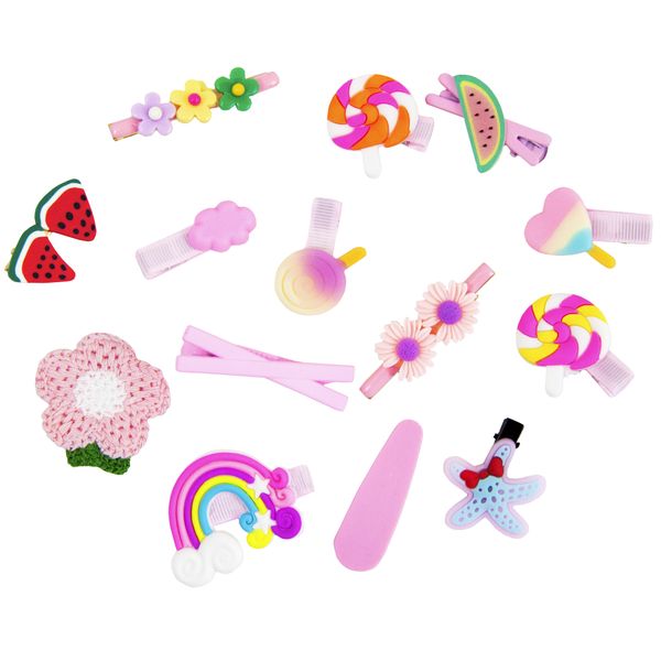 14 Piece Baby Hair Accessories Set Cute Girls Hairpin Clips Bows Box Yellow