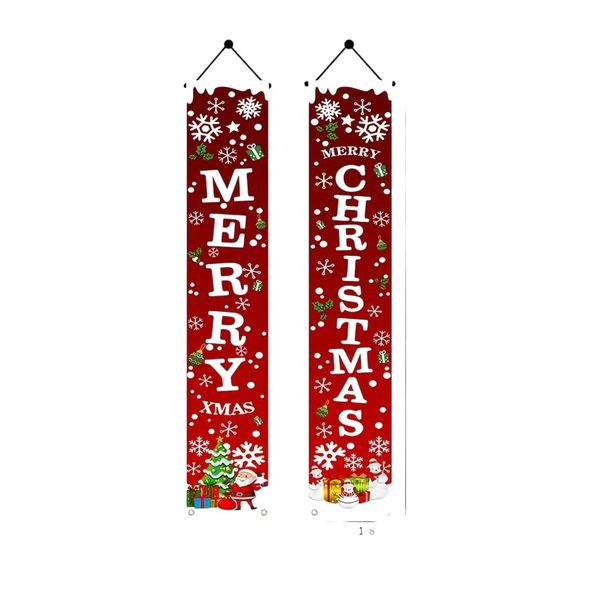 2-Piece - Merry Christmas Door Banner Set - Red