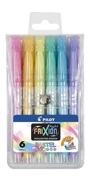 Pilot SW-FL Pastel Frixion Highlighters - Wallet of 6 Assorted Colours