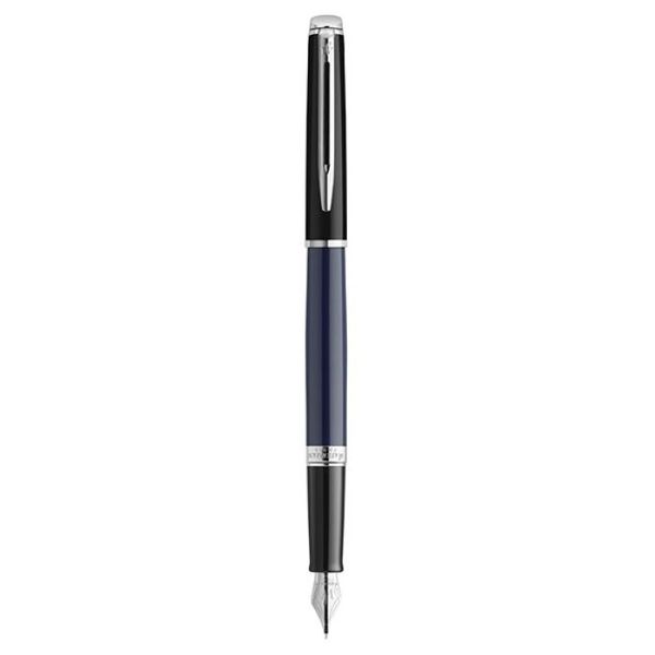 WATERMAN Hemisphere Black/Blue Chrome Trim Fountain Pen Medium