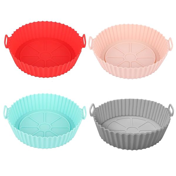 4 Pack Air Fryer Silicone Liners Pot Non-stick Reusable Baking Tray