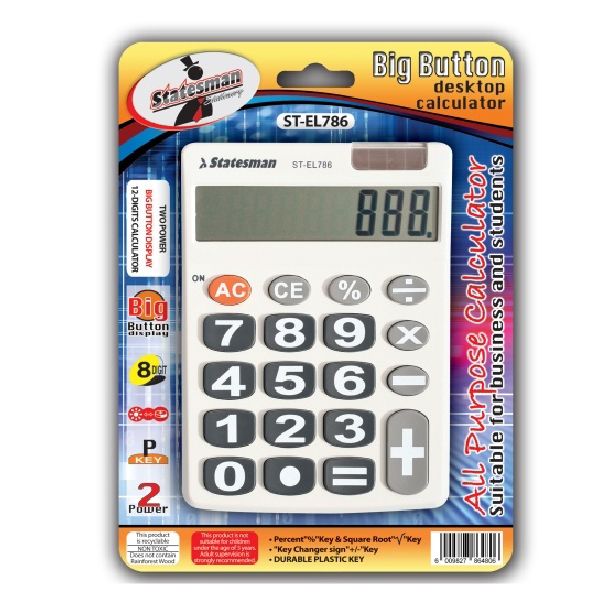Solar 8 Digit Calculator Big Button