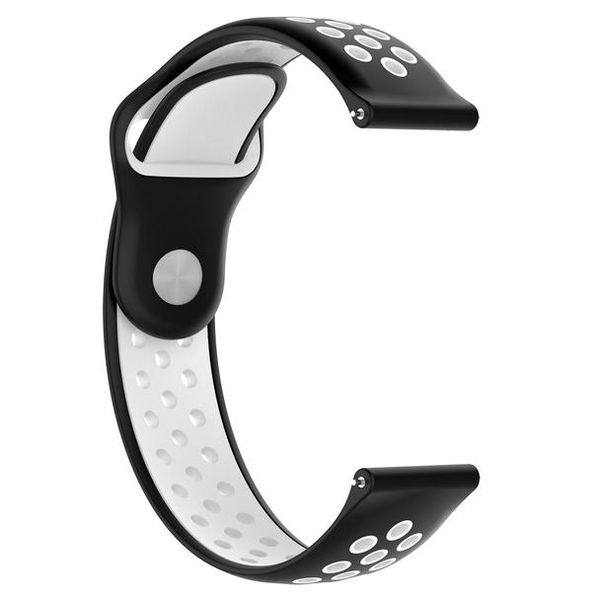 Superfly 20mm Silicone Double Button Watch Strap - Black &amp; White