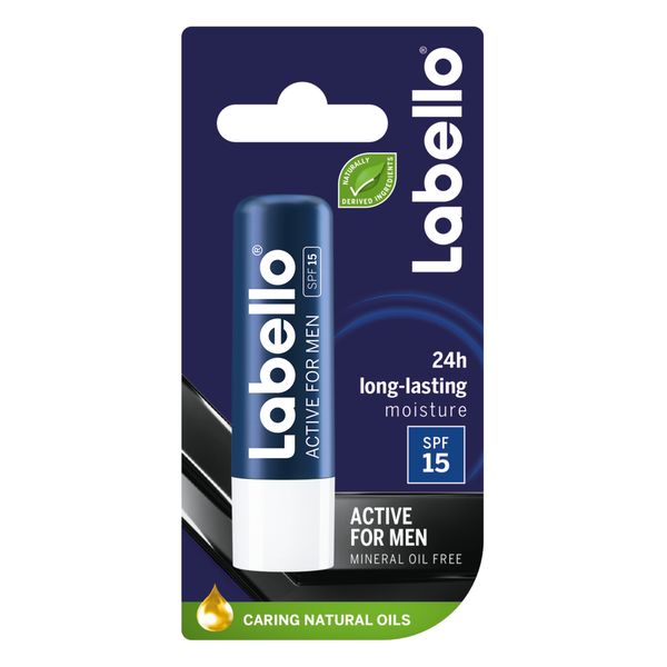 Labello Men Active 24h Moisture Caring Lip Balm, SPF15, 4.8g
