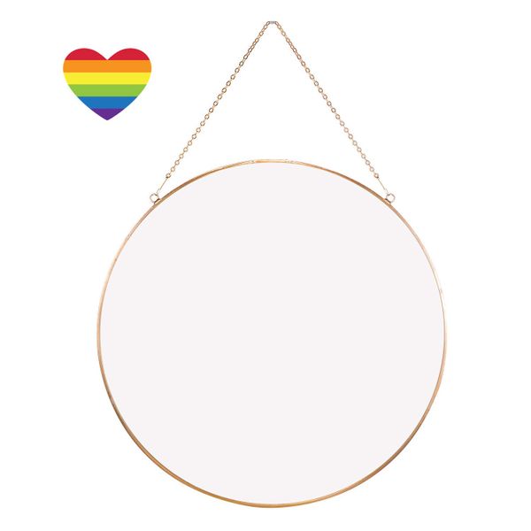 Decor Mini Small Wall Hanging Mirror Decor Gold Round Mirror - 25cm &amp; Sticker