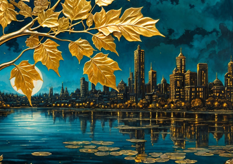 Canvas Home Decor Wall Art - Gold City 02