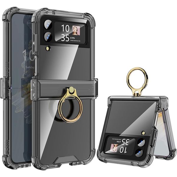 With Ring Hinge Clear Phone Case Compatible With Samsung Galaxy Z Flip 3