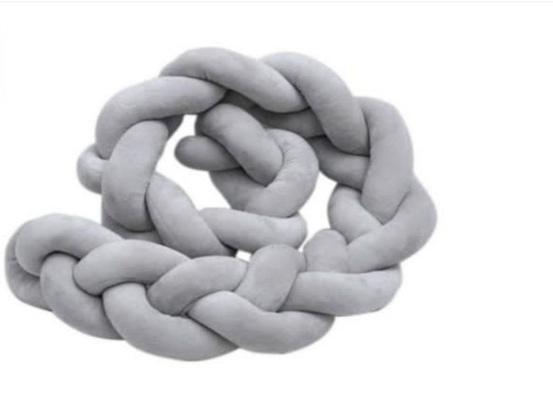 Baby Braided Cot Crib Bumper - Grey