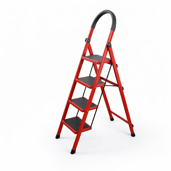 Heavy Duty 4-Step Ladder - Steel, Anti-Slip, Grip Handle