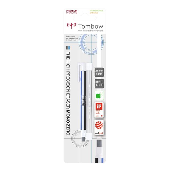Tombow Mono Zero Precision Eraser Blister Pack - rectangular Tip