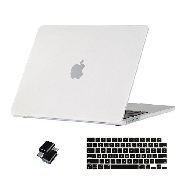 Clear MacBook Pro 13" Case with Keyboard Cover &amp; 2-Pcs Type C Adapter