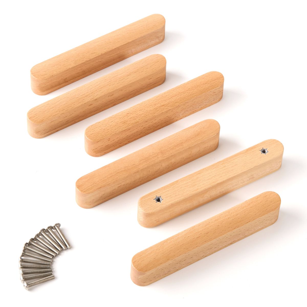 Chenshia Wooden Cabinet Pull Knobs Kit of 6 Drawer Handles with Screws-13cm