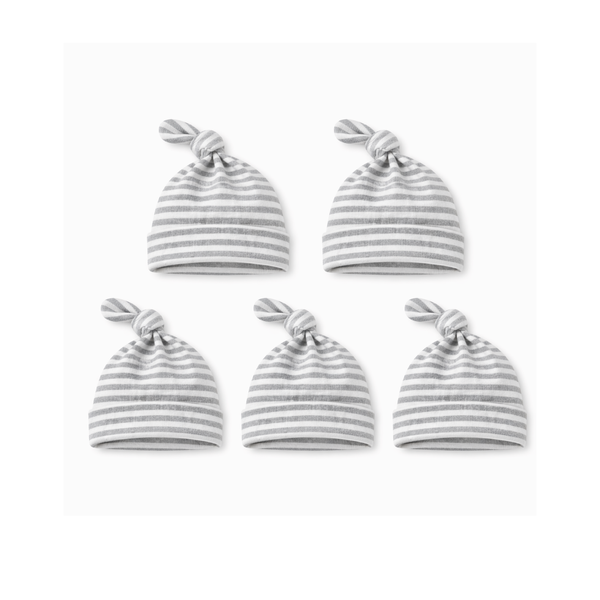 5 Pack - Grey/White Knot Beanies
