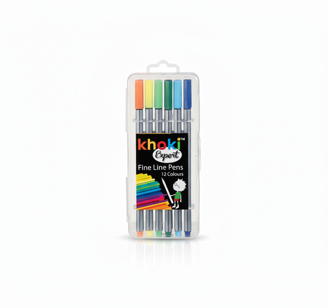 Khoki Fineliner Pens Set - 12 Piece Assorted Colors for Drawing &amp; Crafting