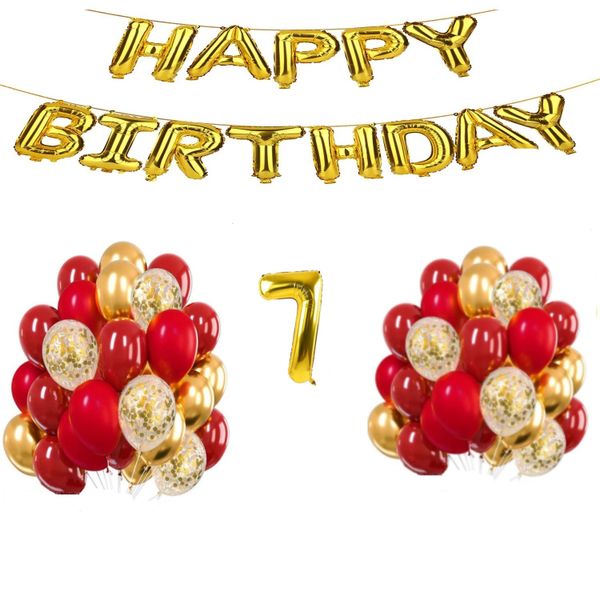 Red and Gold Balloon Set 7 years