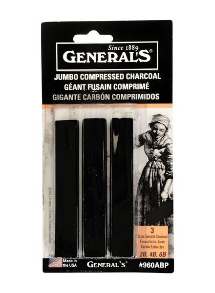 General's Jumbo Compressed Charcoal Sticks