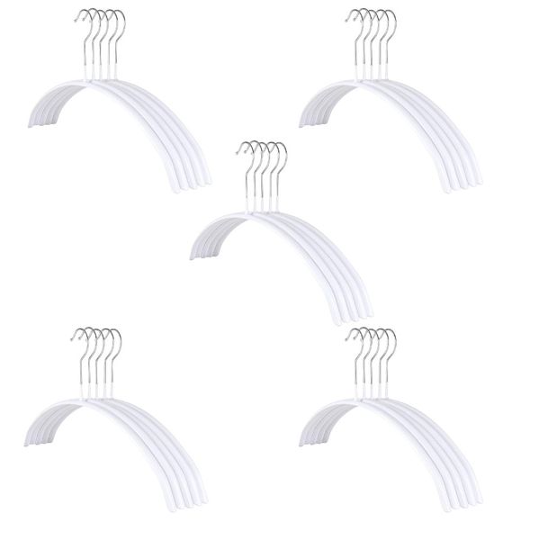 25 Piece White Slim Fit Metal Hangers No-Slip set 41.5 x 20cm.