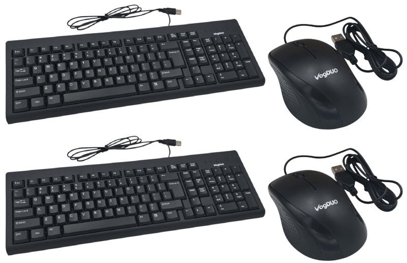 VogDUO USB Wired Keyboard &amp; Mouse Combo - 2 Pack
