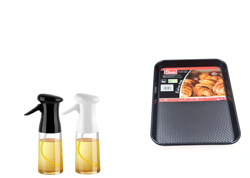 Non-Stick Baking Tray &amp; 2Pcs Oil Mister Set Olive Oil Spray