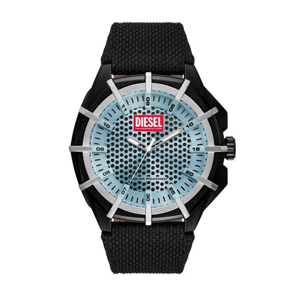 Diesel Framed Mens Black Leather Strap Watch-DZ4679
