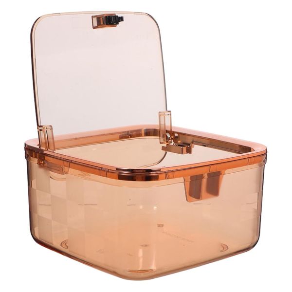 Mini Desktop Trash Can With Lid, Orange Plastic Press-top Table Waste
