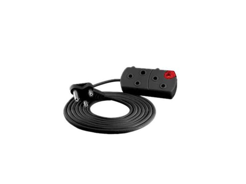Black Extension Cord 5m 2x16a Sockets