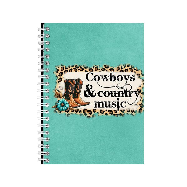 Cowboys A5 Notebook Spiral and Lined Trendy Music Graphic Notepad Gift 253
