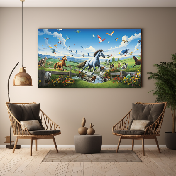 Canvas Wall Art - Horsing Around Barnyard - BK0075