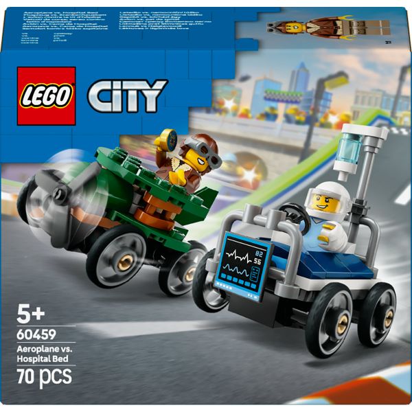 LEGO® City Aeroplane vs. Hospital Bed Race Car Pack Soapbox Racing Toy 60459