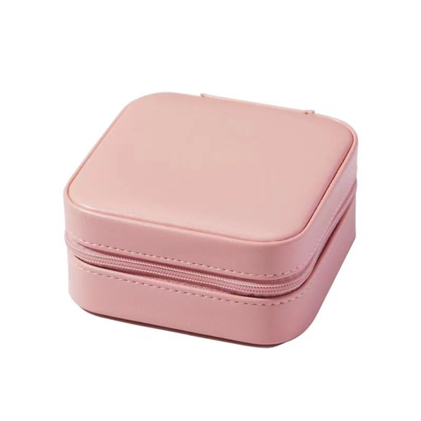 Small Compact Travel Pu Leather Jewelry Box With Mirror