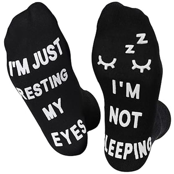 Funny Socks for Dad I'm Not Sleeping I'm Just Resting My Eyes Novelty Socks