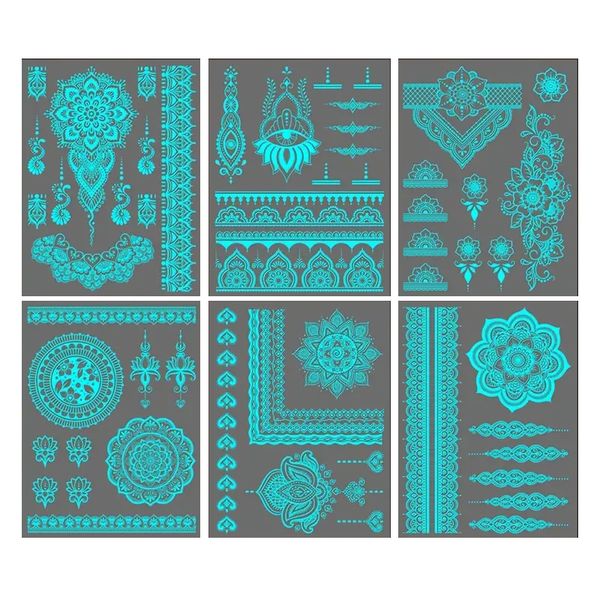 Blue Luminous Tattoo Stickers - 6 Pieces