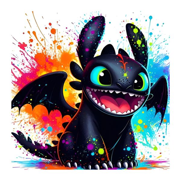 Toothless Paint Splash Diamond Painting Kit (40 x 40 cm)