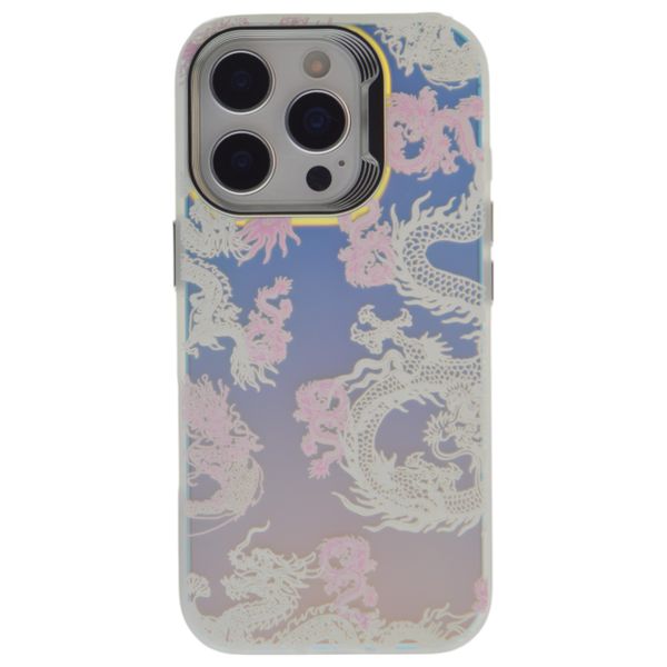 Holographic Protective Case With Intricate White &amp; Pink Dragon Design