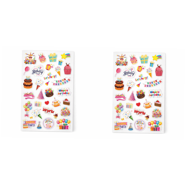 2 Pack - 29 Piece - Happy Birthday Sticker - White