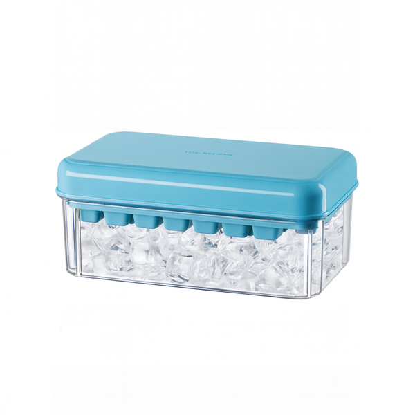 Ice Cube Tray with Lid &amp; Container For Freezer- 64pcs Ice Cubes Molds-Blue