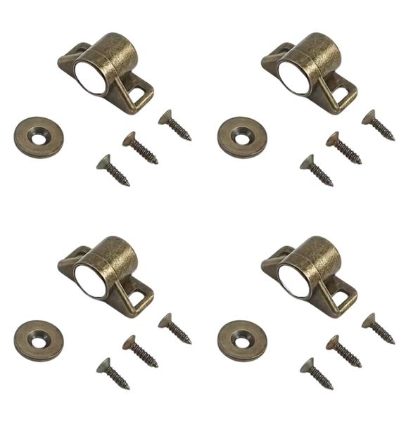 4pcs Strong Magnetic Cabinet Door Closers - Brushed Metal Finish