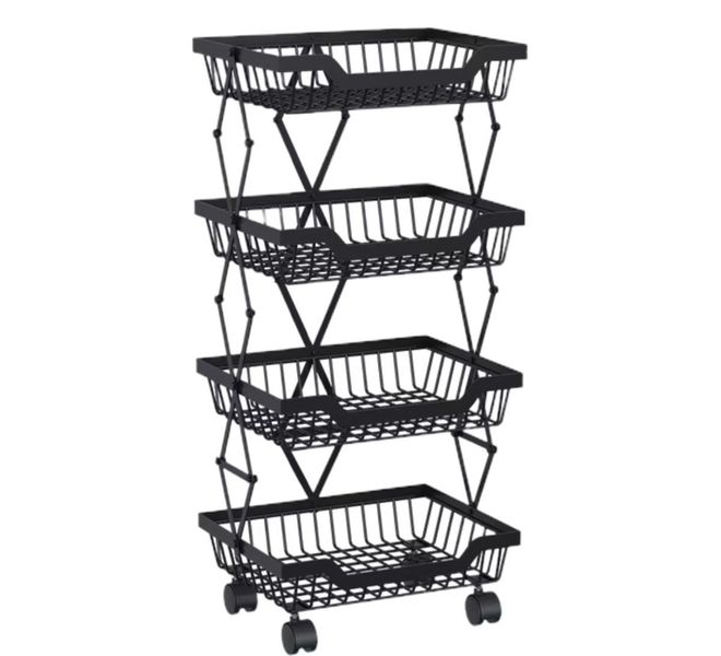 Carbon Steel Kitchen Storage Collapsible Basket Rolling Cart