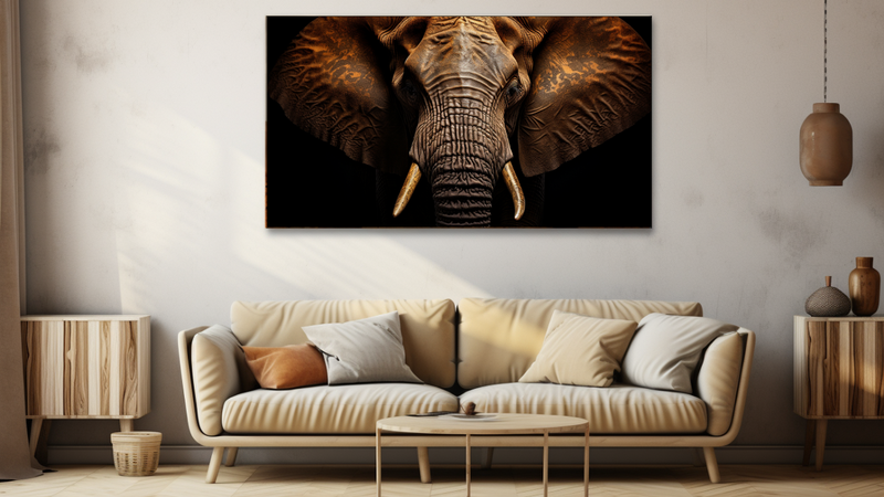 Canvas Wall Art - Golden Tueskers Elephant Abstract - HD0129