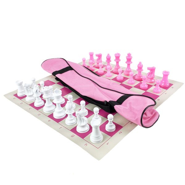 Tournament Standard Chess Set - Pink &amp; White