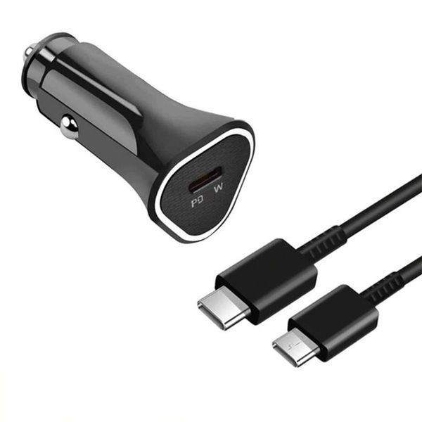 25W USB-C PD Fast Car Charger &amp; Type-C Cable Quick Charge Power Adapter