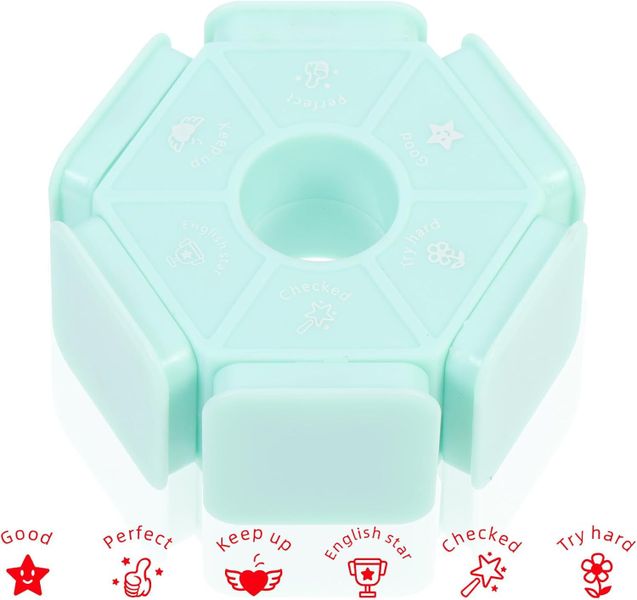 Multi-Sides English Comment Stamp for Teachers, 6-Sided Classroom Homework