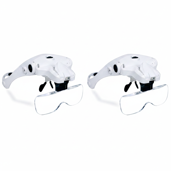 Krafft Head Magnifier Glasses with 2 LED Lights &amp; 5 Lenses - 2 Pack