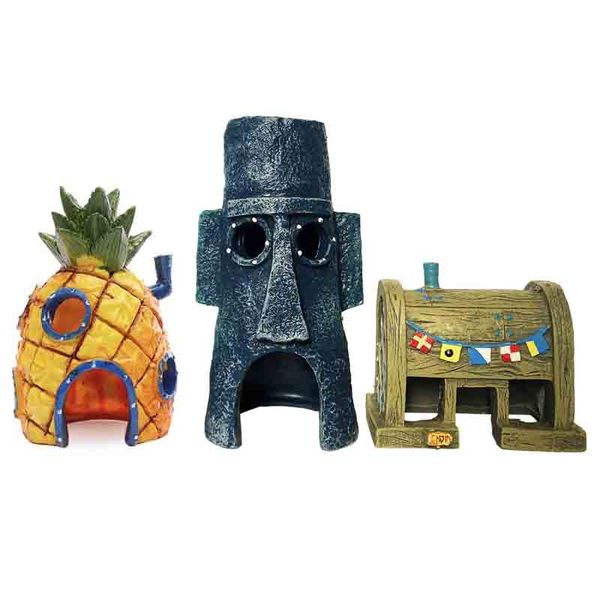 Spongebob House, Squidward Hideout and Krusty Krab Decorations - 3 Pack